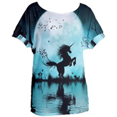 Wonderful Unicorn Silhouette In The Night Women s Oversized Tee by FantasyWorld7