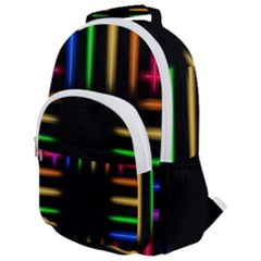 Neon Light Abstract Pattern Rounded Multi Pocket Backpack by Mariart