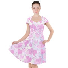 Valentine Background Hearts Cap Sleeve Midi Dress by Bajindul