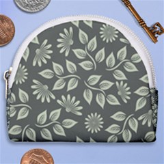 Flowers Pattern Spring Green Horseshoe Style Canvas Pouch by Bajindul