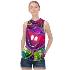 Heart Smile Love Many Friendly High Neck Satin Top by Pakrebo