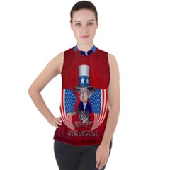 Happy 4th Of July Mock Neck Chiffon Sleeveless Top by FantasyWorld7