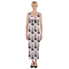 Cactus Pink Pattern Fitted Maxi Dress by snowwhitegirl