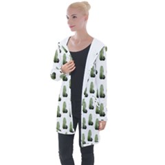 Cactus White Pattern Longline Hooded Cardigan by snowwhitegirl