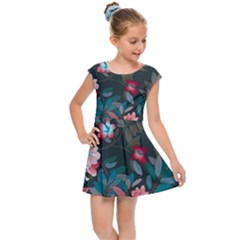 Floral Pattern Background Art Kids  Cap Sleeve Dress by Pakrebo