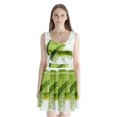 Lime Club Soda Drink Cocktail Split Back Mini Dress  by Pakrebo