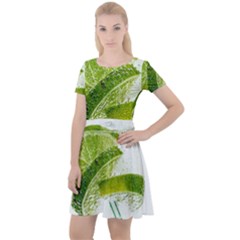 Lime Club Soda Drink Cocktail Cap Sleeve Velour Dress  by Pakrebo