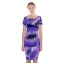 Sliced Kiwi Fruits Purple Classic Short Sleeve Midi Dress View1