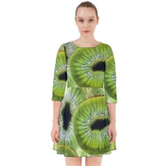 Sliced Kiwi Fruits Green Smock Dress by Pakrebo