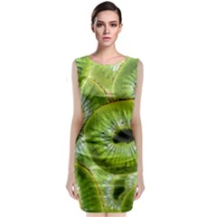 Sliced Kiwi Fruits Green Sleeveless Velvet Midi Dress by Pakrebo