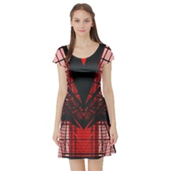 Low Angle Photography Of Red Metal Tower Short Sleeve Skater Dress by Pakrebo