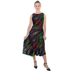 Explosion Fireworks Rainbow Midi Tie-back Chiffon Dress by Bajindul