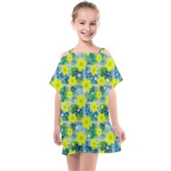 Narcissus Yellow Flowers Winter Kids  One Piece Chiffon Dress by HermanTelo