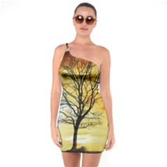 Branches Dawn Dusk Fall One Soulder Bodycon Dress by Pakrebo