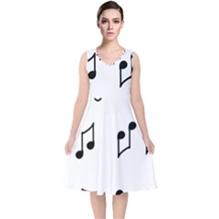 Piano Notes Music V-neck Midi Sleeveless Dress  by HermanTelo