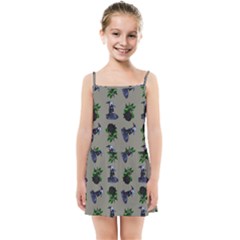 Gothic Girl Rose Grey Pattern Kids  Summer Sun Dress by snowwhitegirl
