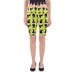 Gothic Girl Rose Yellow Pattern Yoga Cropped Leggings by snowwhitegirl