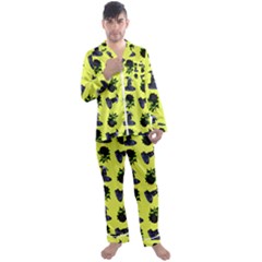 Gothic Girl Rose Yellow Pattern Men s Satin Pajamas Long Pants Set by snowwhitegirl