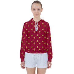 Peeled Banana On Red Women s Tie Up Sweat by snowwhitegirl