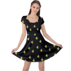 Peeled Banana On Black Cap Sleeve Dress by snowwhitegirl