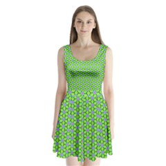 Pattern Green Split Back Mini Dress  by Mariart