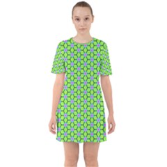 Pattern Green Sixties Short Sleeve Mini Dress by Mariart