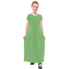 Pattern Green Kids  Short Sleeve Maxi Dress by Mariart