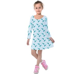 Blue Parrot Pattern Yellow Plaid Flannel Kids  Long Sleeve Velvet Dress by snowwhitegirl