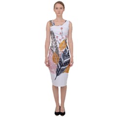 Feather Feathers Sleeveless Pencil Dress by Sudhe