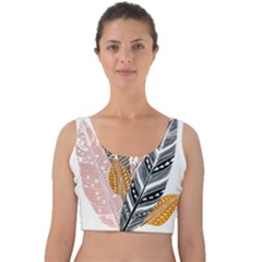 Feather Feathers Velvet Crop Top by Sudhe