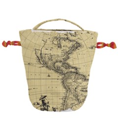 Map Vintage Old Ancient Antique Drawstring Bucket Bag by Sudhe