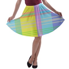 Easter Background Easter Plaid A-line Skater Skirt by Simbadda