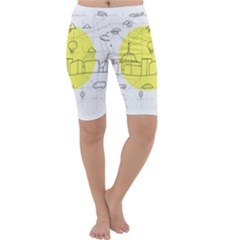 Urban City Skyline Sketch Cropped Leggings  by Simbadda