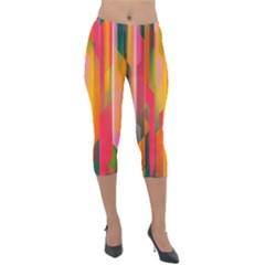 Background Abstract Colorful Lightweight Velour Capri Leggings  by Simbadda