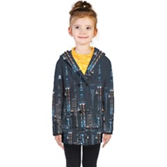 Lighted Tower Beside Building Kids  Double Breasted Button Coat by Simbadda