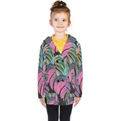 Leaves Tropical Jungle Pattern Kids  Double Breasted Button Coat by Simbadda