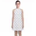 Cycling Motif Design Pattern Velvet Halter Neckline Dress  View1