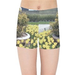 Columbus Commons Yellow Tulips Kids  Sports Shorts by Riverwoman