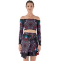 Abstract Flower Artwork Art Off Shoulder Top with Skirt Set View1