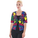 Colorful shapes abstract painting                   Cropped Button Cardigan View1