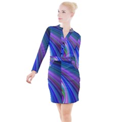 Background Abstract Curves Button Long Sleeve Dress by Bajindul