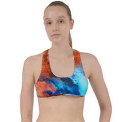 Orange Blue Texture                     Criss Cross Racerback Sports Bra by LalyLauraFLM