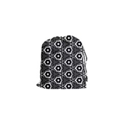 Black White Pattern Drawstring Pouch (xs) by Bajindul