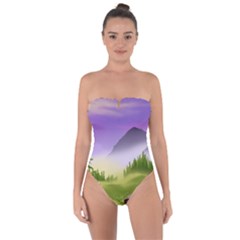 Digital Art Painting Landscape Tie Back One Piece Swimsuit by Wegoenart