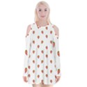 Cartoon Style Strawberry Pattern Velvet Long Sleeve Shoulder Cutout Dress View1