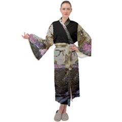 Cat Ears Doll Stained Glass Maxi Tie Front Velour Kimono by snowwhitegirl