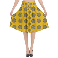 Sensational Stars On Incredible Yellow Flared Midi Skirt by pepitasart