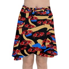 Fighting Crabbies Pattern Chiffon Wrap Front Skirt by bloomingvinedesign