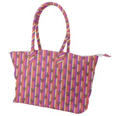 Pink Stripe & Roses Canvas Shoulder Bag by charliecreates