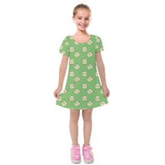 Happy Toast Green Kids  Short Sleeve Velvet Dress by snowwhitegirl